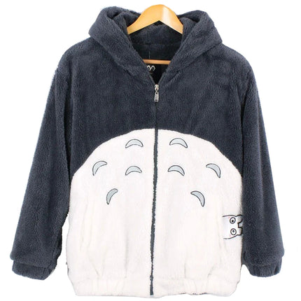 Anime Cartoon Cute Cosplay Kawaii Hooded Sweatshirt With Ears Harajuku Coral Fleece Sweatshirt Couple Sports Warm Hoodie