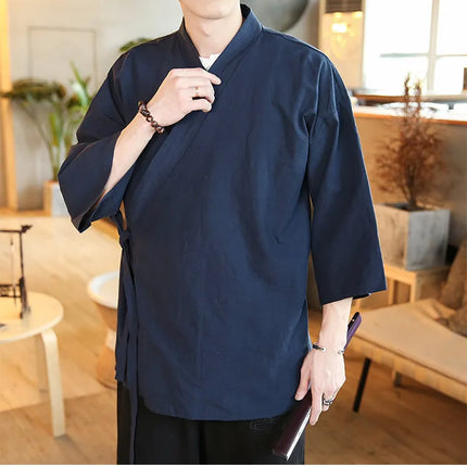 Camicie Kung Fu Stile Cinese, Abbigliamento Tradizionale Tai Chi, Completo Tang in Tinta Unita, Bluse Casual Comode in Cotone per Uomo
