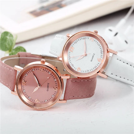 Orologio da donna alla moda con quadrante arabo, cinturino in pelle casual, orologi analogici al quarzo platinumshop