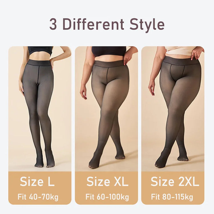 Calze termiche Donna Collant foderato in pile Caldo inverno Vita alta Collant nero traslucido sexy Collant legging termico Donna
