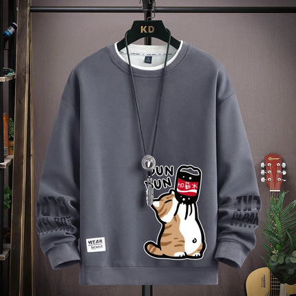 Cartoon Cute Cat Funny Print Graphic T-shirt Women Oversized Loose Design Lovers Casual Long Sleeve T-shirt S-5XL Men Clothing