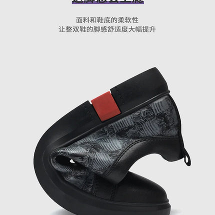 Europe New Shoes for Men Genuine Leather Casual Shoes Cool Black Flat Skateboard Shoes Street Fashion Sneakers