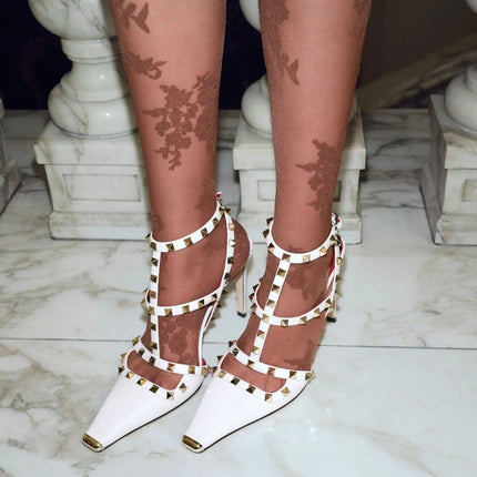 Sandali da Donna con Rivetti e Cinturino alla Caviglia, Stile Romano, Sexy ed Eleganti, per Banchetti e Sfilate, Moda Europea e Americana platinumshop
