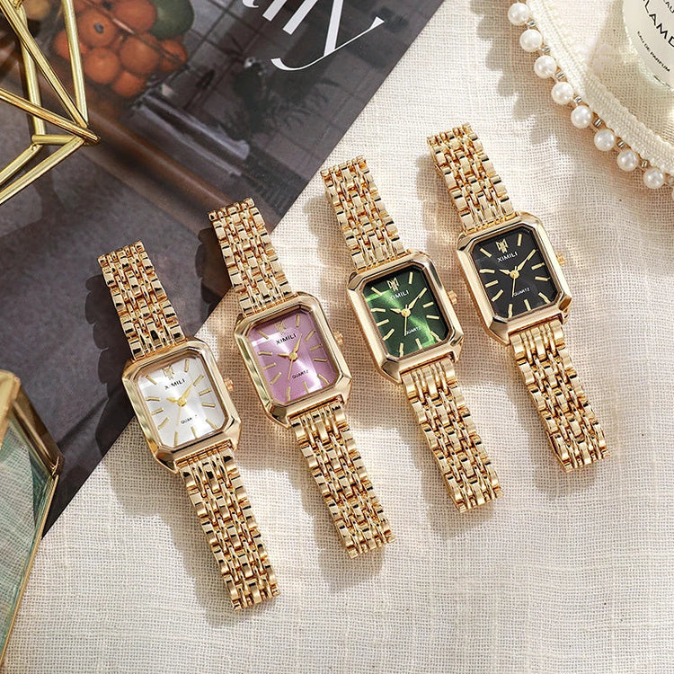 2025 Orologio da polso con cinturino in acciaio inossidabile di marca calda Orologio da polso al quarzo regalo di lusso da donna Orologio da polso al quarzo quadrato semplice moda studente platinumshop