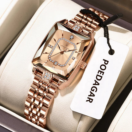 POEDAGAR Orologio da donna di lusso Impermeabile Data Orologio da polso da donna casual di alta qualità Orologio da donna elegante al quarzo in acciaio inossidabile platinumshop