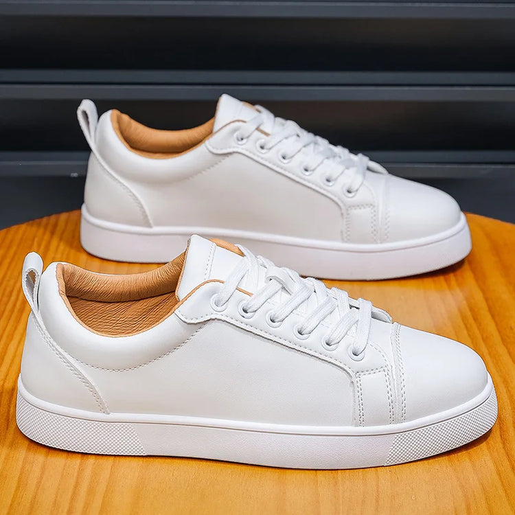 Men's High-End Casual Red Sole Board Oes Waterproof Sports Commuter Busin White Oes Simple Design Versatile Briti Sle