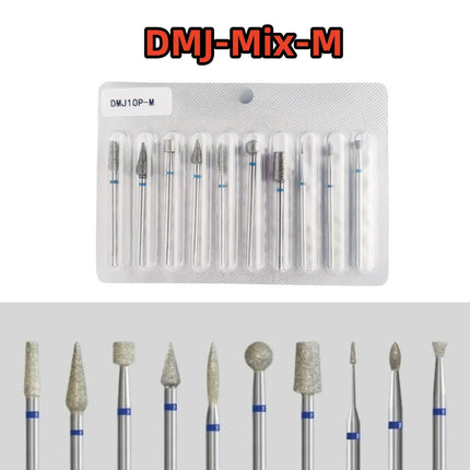 10Pcs/set Diamond Nail Drill Bit Set Nail Diamond Milling Cutter for Manicure 3/32" Burr Electric Nail File Cuticle Remover Tool 2028