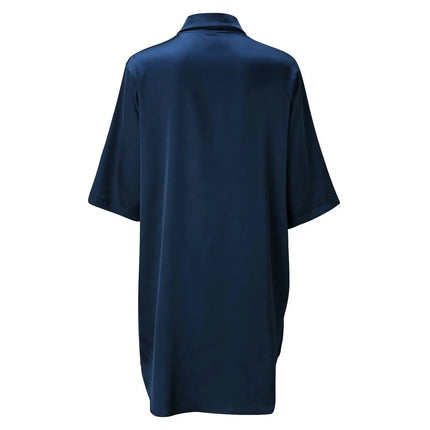 Camicia da Notte Elegante in Raso per Donna, Abito con Bottoni e Colletto, Tessuto Traspirante, Texture Liscia e Affascinante