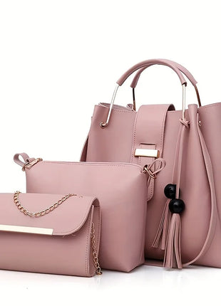Set di 3 Borse da Donna in Pelle PU: Borsa a Tracolla, Borsa a Mano e Pochette, Combo Elegante per Signore