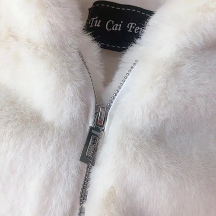 Cosy Loose Faux Fur Coat Womens Faux Fur Fuzzy Hooded Fluffy Ears Surcoat Overcoat Woman Winter Warm Outerwear Snowy Day Wrap