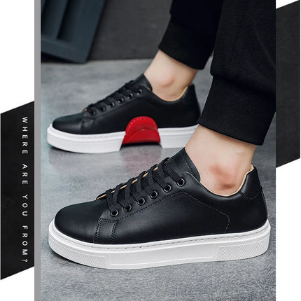 Hot Men's Casual Shoes Leather Sneakers Fashion White Black Male Vulcanized Shoes Non-slip Soft Men Shoes Lightweight Flat Shoe