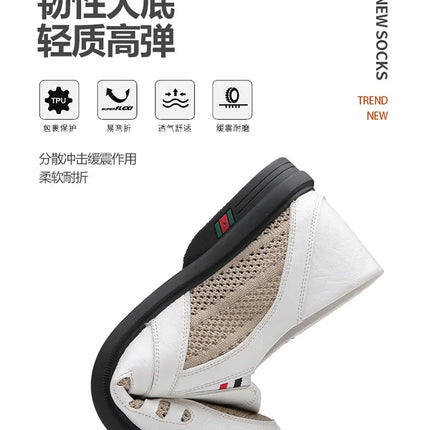 Scarpe basse formali estive maschili Scarpe casual traspiranti da uomo Scava fuori mocassini da uomo Mocassini fantastici Scarpe da esterno slip on fatte a mano