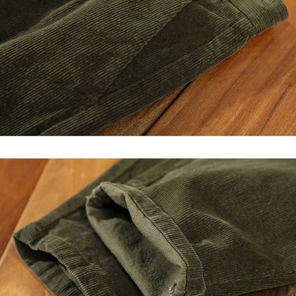 Autumn Winter Classic Cotton Corduroy Casual Mens Pants Comfortable Retro Big Pocket Drawstring Cargo Trousers AZ324