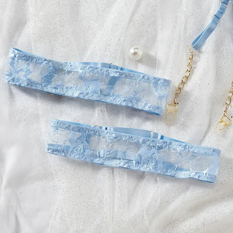 Sexy Clothes Women Lingerie Hot Fashion Chain Embroidery Sexy Perspective Hollow 3-point Lingerie Hot Lingerie Women