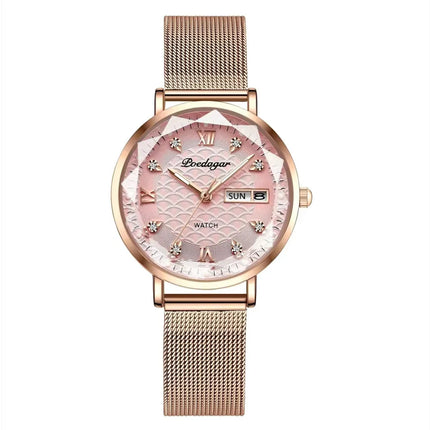 Orologio da donna POEDAGAR di alta qualità, in acciaio inossidabile, raffinato orologio da polso a bracciale, impermeabile, luminoso, elegante, orologio da donna, Reloj platinumshop