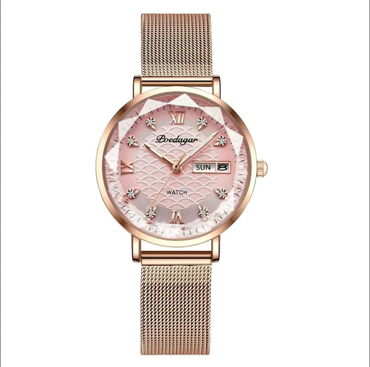Orologio da donna POEDAGAR di alta qualità, in acciaio inossidabile, raffinato orologio da polso a bracciale, impermeabile, luminoso, elegante, orologio da donna, Reloj platinumshop