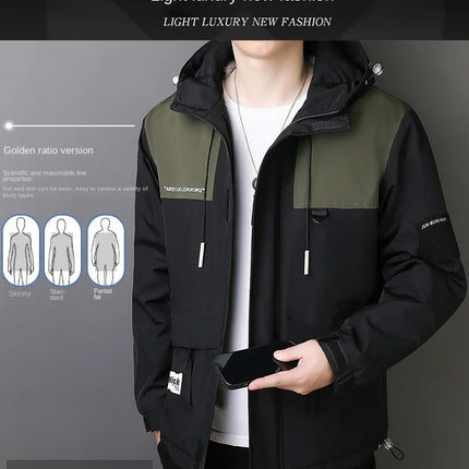 Plus Size Male Waterproof Windproof Hooded Jacket Autumn Winter New Fashion Men Casual Loose Fleece Thick Warm High Quality Coat