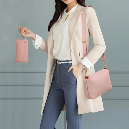 Set di 4 Borse da Donna in Pelle PU: Borsa a Tracolla, Borsa a Mano, Pochette e Portacarte