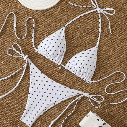Bikini di Tendenza 2026, Costume da Bagno Sexy con Perle, Micro Bikini a Pois, Abbigliamento da Spiaggia per Donna platinumshop