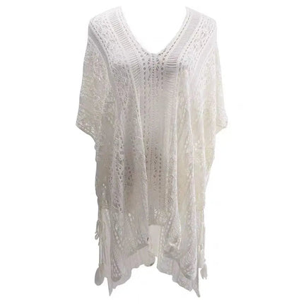 Abito scollato in maglia senza bikini, maniche lunghe girocollo trasparente abito copricostume all'uncinetto, costumi da bagno e abbigliamento da donna platinumshop