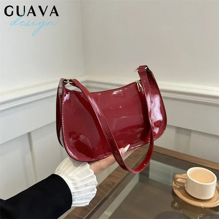 Retro Solid Color PU Leather Shoulder Underarm Bag Women's Fashion Handbags Casual Purses and Handbag Ladies Hand Bags PlatiNum