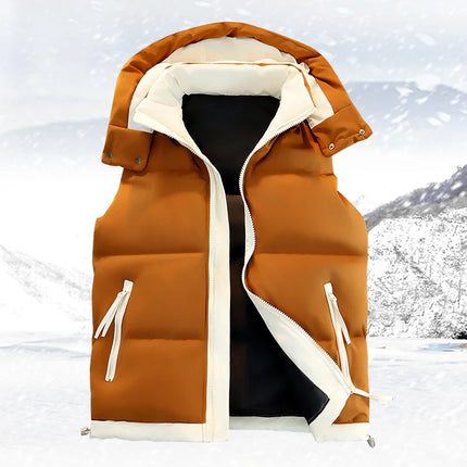 New Hooded Casual Men Waistcoat Comfortable Warm Zipper Male Sleeveless Jackets Solid Color Windproof Clothing for Men Spring
