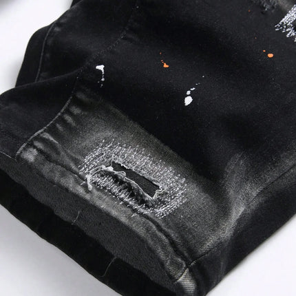 Pantaloncini strappati estivi Jeans da uomo Pantaloncini di jeans Pantaloni dritti elasticizzati Casual Freschi sottili al ginocchio Pantaloni quotidiani di marca di moda