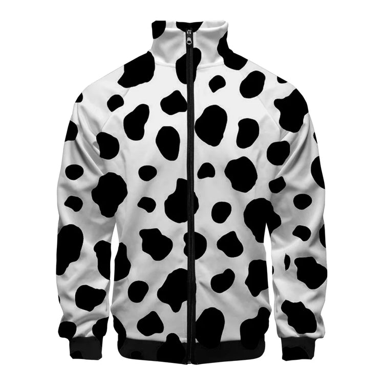 Black White Cow Pattern Hoodie Hooded Sweatshirt Hoodie Cosplay Costume New Fleece Harajuku Jacket and Coat Men Women Clothing