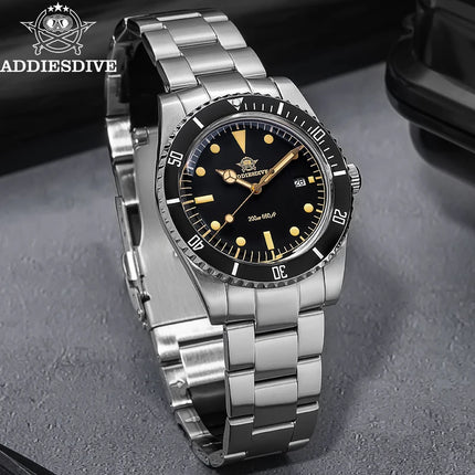 ADDIESDIVE 39mm Men's Analog Quartz Watch Ceramic Bezel K1 Domed Glass 200m Water Resistance C3 Super Luminous  Men's Dive Watch