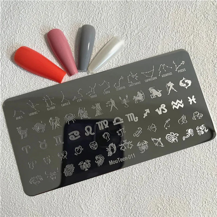 Gothic Cross Nail Stamping Plate Dark Rosary Cross Stainless Steel Punk Nail Art Stencil for DIY Manicure