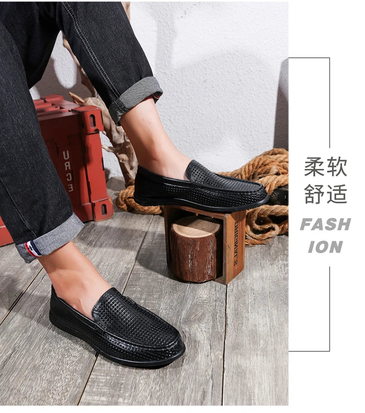 2025 Estate Scava Fuori Penny Mocassini Da Uomo Scarpe Da Barca Traspirante Uomo Mocassini In Pelle Slip On Appartamenti Mens Casual Scarpe Da Guida