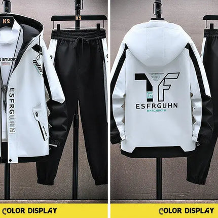 Casual Hooded Jackets And Pants Tracksuit Men's Clothing Sets 2026 Spring Autumn Youth Outdoor Sportswear 2 Pieces Coats Top Set