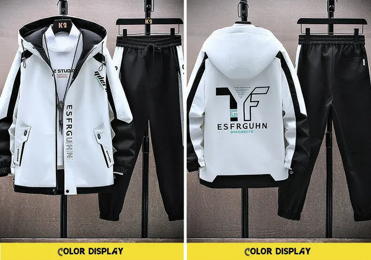 Casual Hooded Jackets And Pants Tracksuit Men's Clothing Sets 2026 Spring Autumn Youth Outdoor Sportswear 2 Pieces Coats Top Set