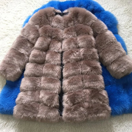 ZADORIN Europe Fashion 90cm Long Trench Coats Faux Fox Fur Coat Women Luxury Fur Splicing Warm Fluffy Fur Jacket Winter Overcoat