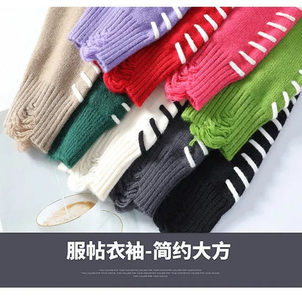 Solid Color Trendy Loose Knit Sweater With Coarse Yarn Weaving Pattern For Autumn And Winter Men's Top And Street Pullover