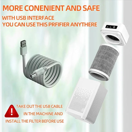 Purificatore d'aria portatile USB HOMEFISH con filtro per aromaterapia, fumo e odori, con filtro sostituibile per casa, auto e cucina