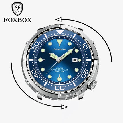 FOXBOX Top Brand Fashion Diver Watch Men 50ATM Waterproof Date Clock orologi sportivi orologio da polso al quarzo da uomo Relogio Masculino platinumshop