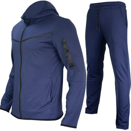 Men's Sports Coat Men's Spring and Autumn New European Size Sportswear Pants Hoodie Hooded Casual Set Tracksuit Men PlatiNum
