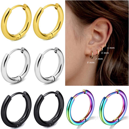 1 Pair Stainless Steel Hoop Earrings Women Men Gold Color Small Earrings Girl Jewelry Pendientes Mujer Aretes Cartilage Piercing PlatiNum