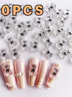 10-40Pcs Nail Art Bear Shaped Nail Charms Cute Nail Art Decorations Jewelry Rhinestone Accessories Manicure Diy Nails Art Tools