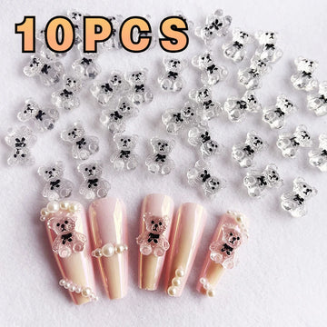 10-40Pcs Nail Art Bear Shaped Nail Charms Cute Nail Art Decorations Jewelry Rhinestone Accessories Manicure Diy Nails Art Tools