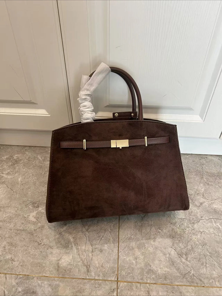 Borsa a mano di lusso in pelle martellata con chiusura in metallo, manico rigido, borsa professionale per affari e cerimonie