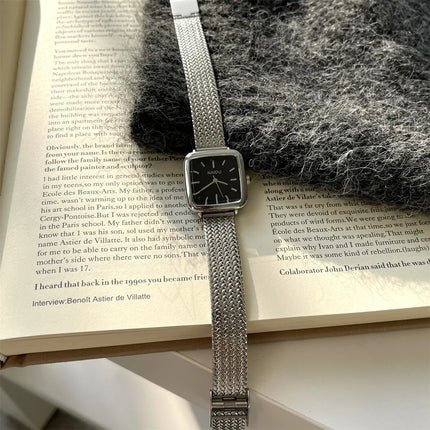 Orologio al quarzo semplice di marca per donna Orologi da donna regalo di lusso retrò Orologi da polso con cinturino in acciaio inossidabile regolabile con quadrante piccolo platinumshop