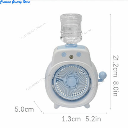Ventilatore da Tavolo Portatile con Nebulizzatore Fine e Delicato, Ampio Angolo di Copertura, Ventilatore da Scrivania con Nebbia Fredda a 360°, Batteria da 500mAh
