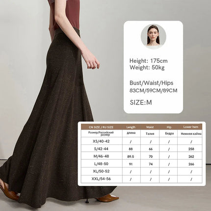 AMII Knitted Skirts For Women 2025 Autumn New Gentle A-line Long Skirt Loose Solid Color Elegant Versatile Woman Clothes12553045 PlatiNum