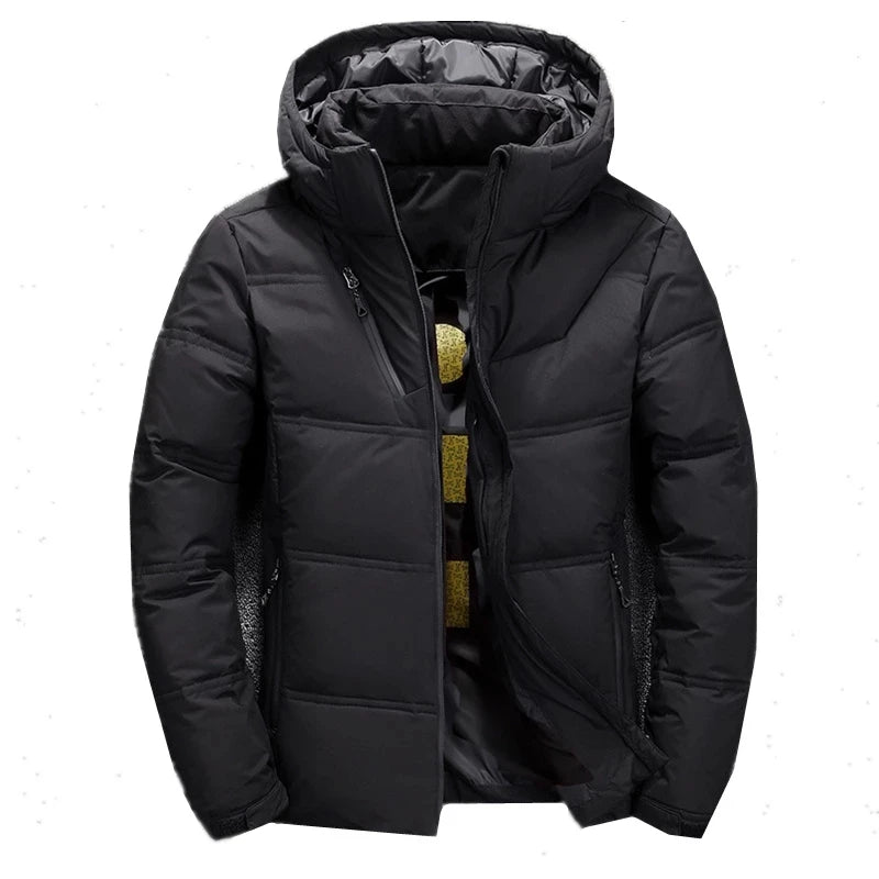 -20 Degree Down Jacket Male Winter Parkas Men White Duck Down Jacket Hooded Outdoor Thick Warm Padded Snow Coat Oversize M-4XL