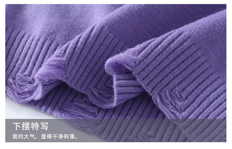 Solid Color Trendy Loose Knit Sweater With Coarse Yarn Weaving Pattern For Autumn And Winter Men's Top And Street Pullover