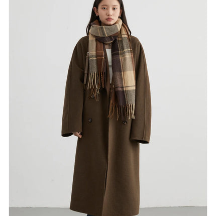 CHIC VEN Women Long Double-sided Woolen Coats Retro Loose Female Overcoat Double Breasted Ladies Windbreak Autumn Winter 2026