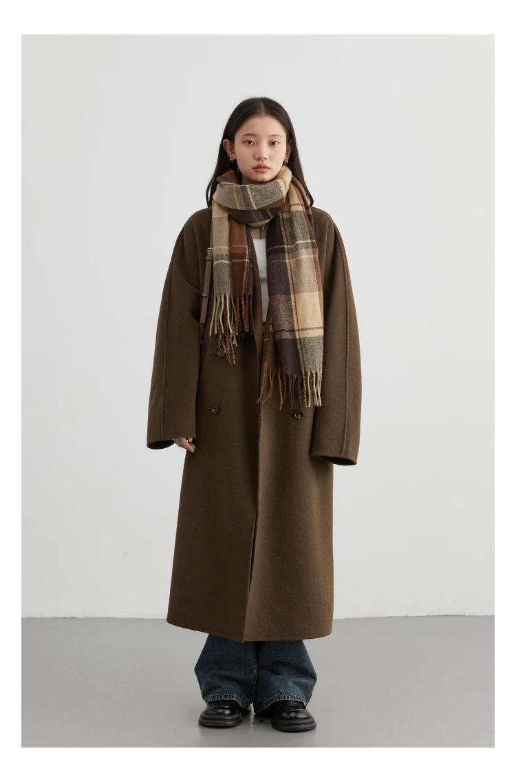 CHIC VEN Women Long Double-sided Woolen Coats Retro Loose Female Overcoat Double Breasted Ladies Windbreak Autumn Winter 2026