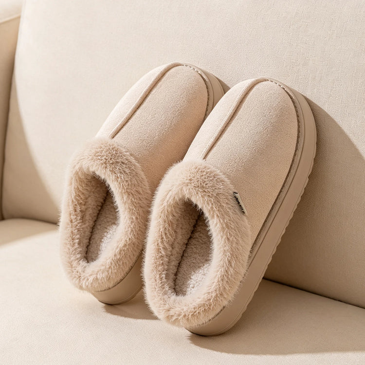 Men's Winter Plush Slippers, Thick Sole Closed-Toe, Warm Sherpa Lining, Non-Slip Indoor/Outdoor Home Shoes for Couples